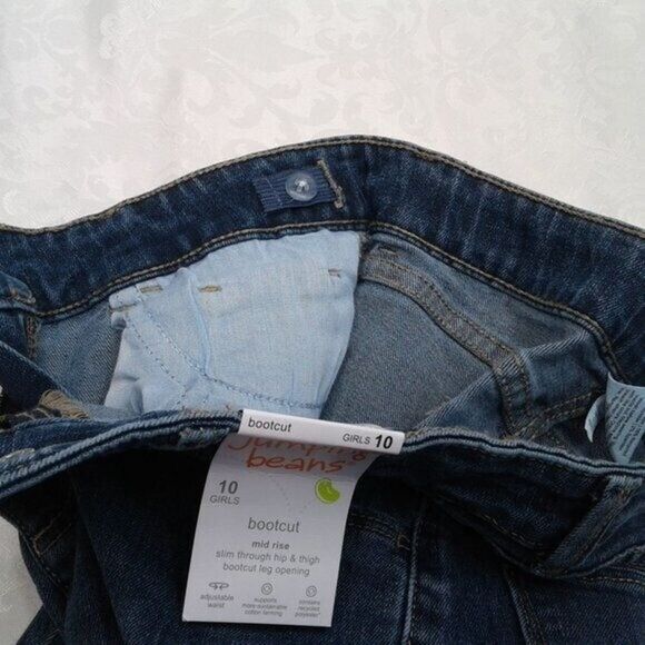Jumping Beans Girls Midrise Dark Wash Denim Blue Jeans Size 10 Bootcut NEW - Picture 7 of 8
